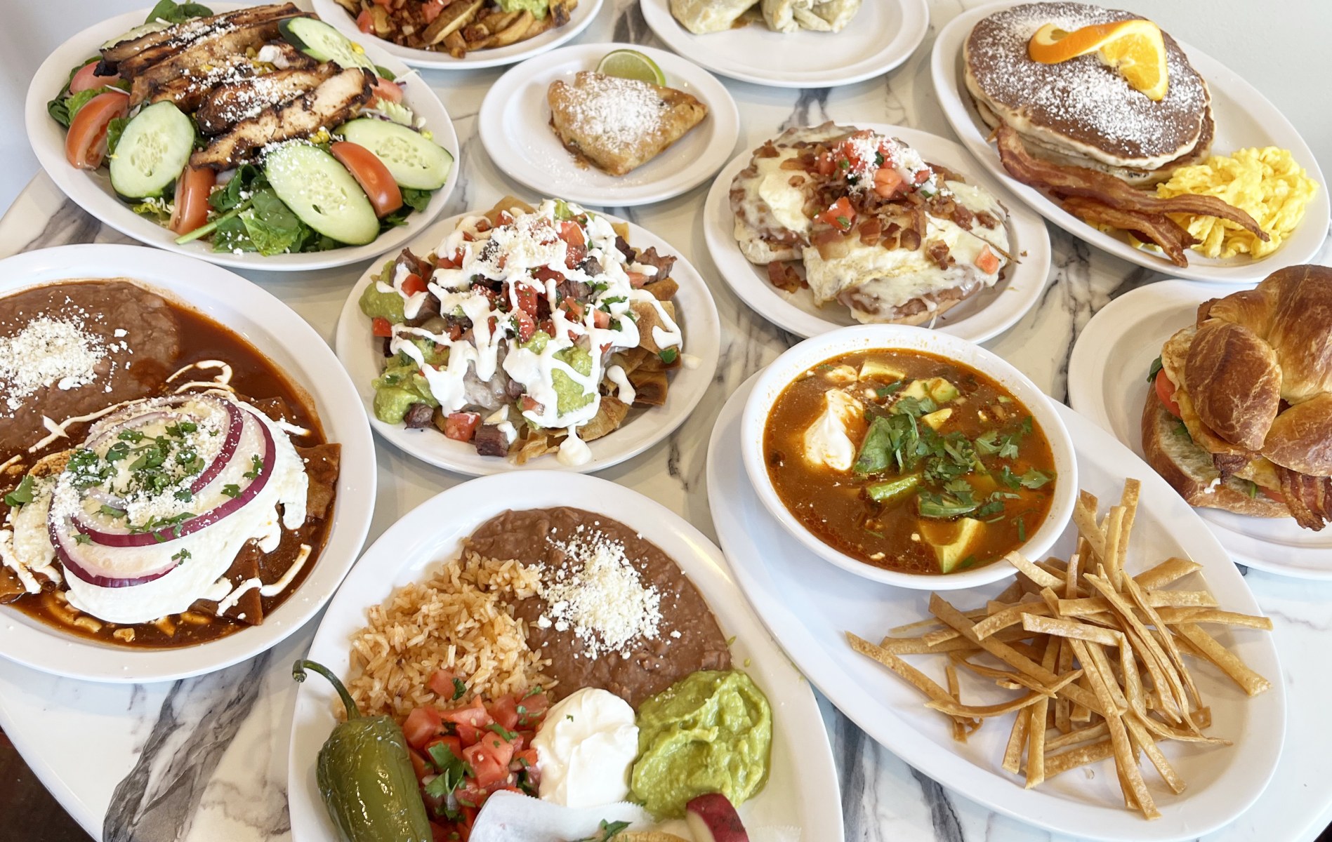 Breakfast spread at Panchita's Kitchen & Bakery